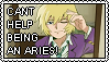 a picture of teru from mp100 with the text 'can't help being an aries' over him.